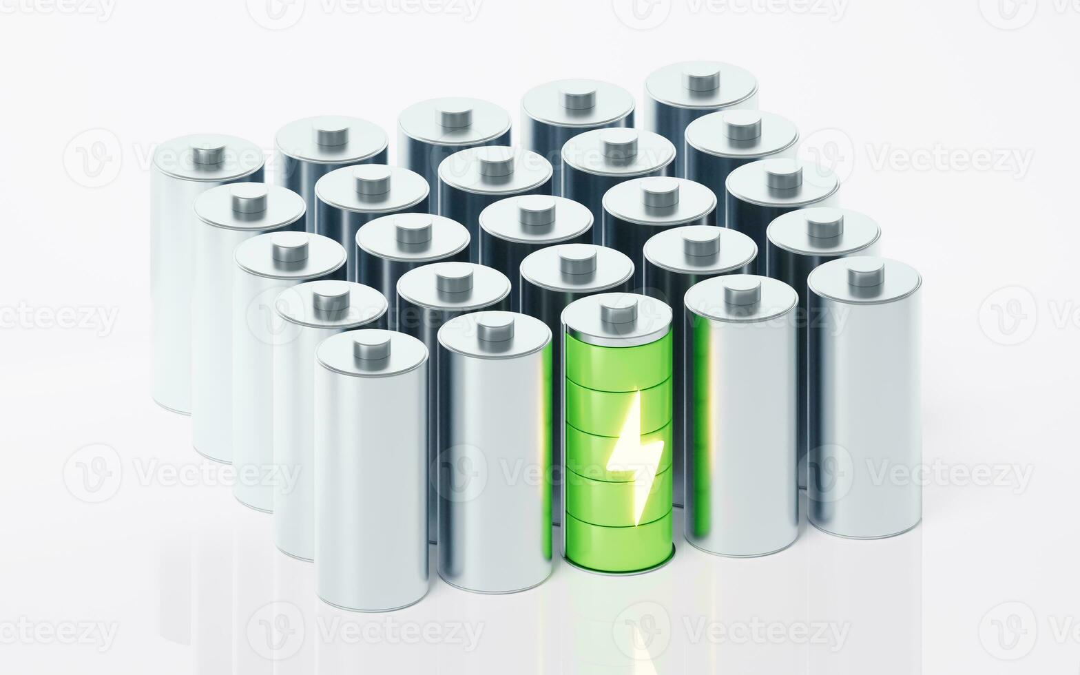 3D fast charge battery on white background, energy technology concept, 3d rendering. photo