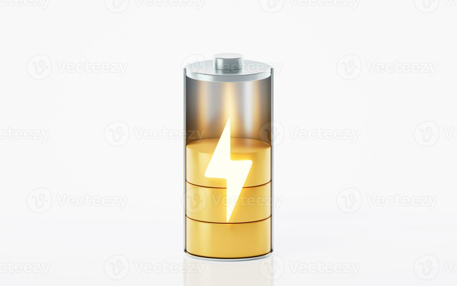 3D fast charge battery on white background, energy technology concept, 3d rendering. photo