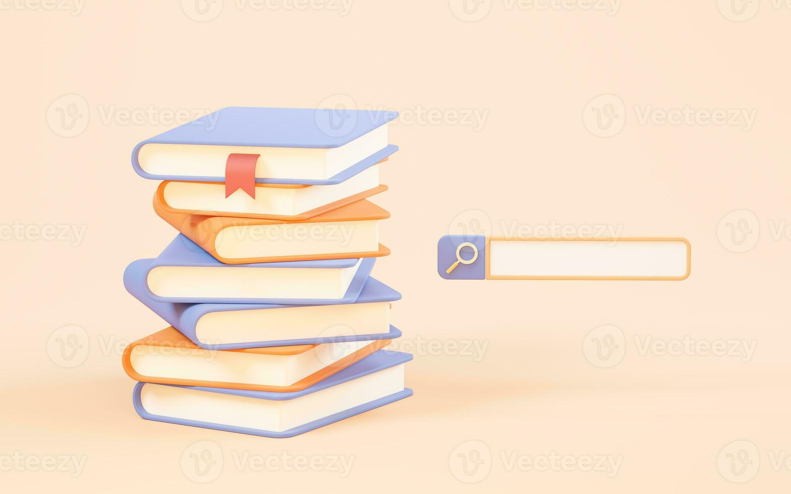 Search the knowledge in books, 3d rendering. photo