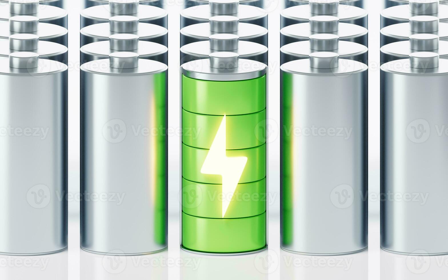 3D fast charge battery on white background, energy technology concept, 3d rendering. photo