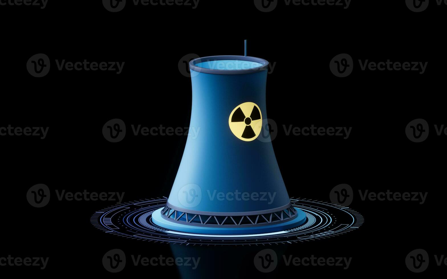 Nuclear power station and electric power, 3d rendering. photo