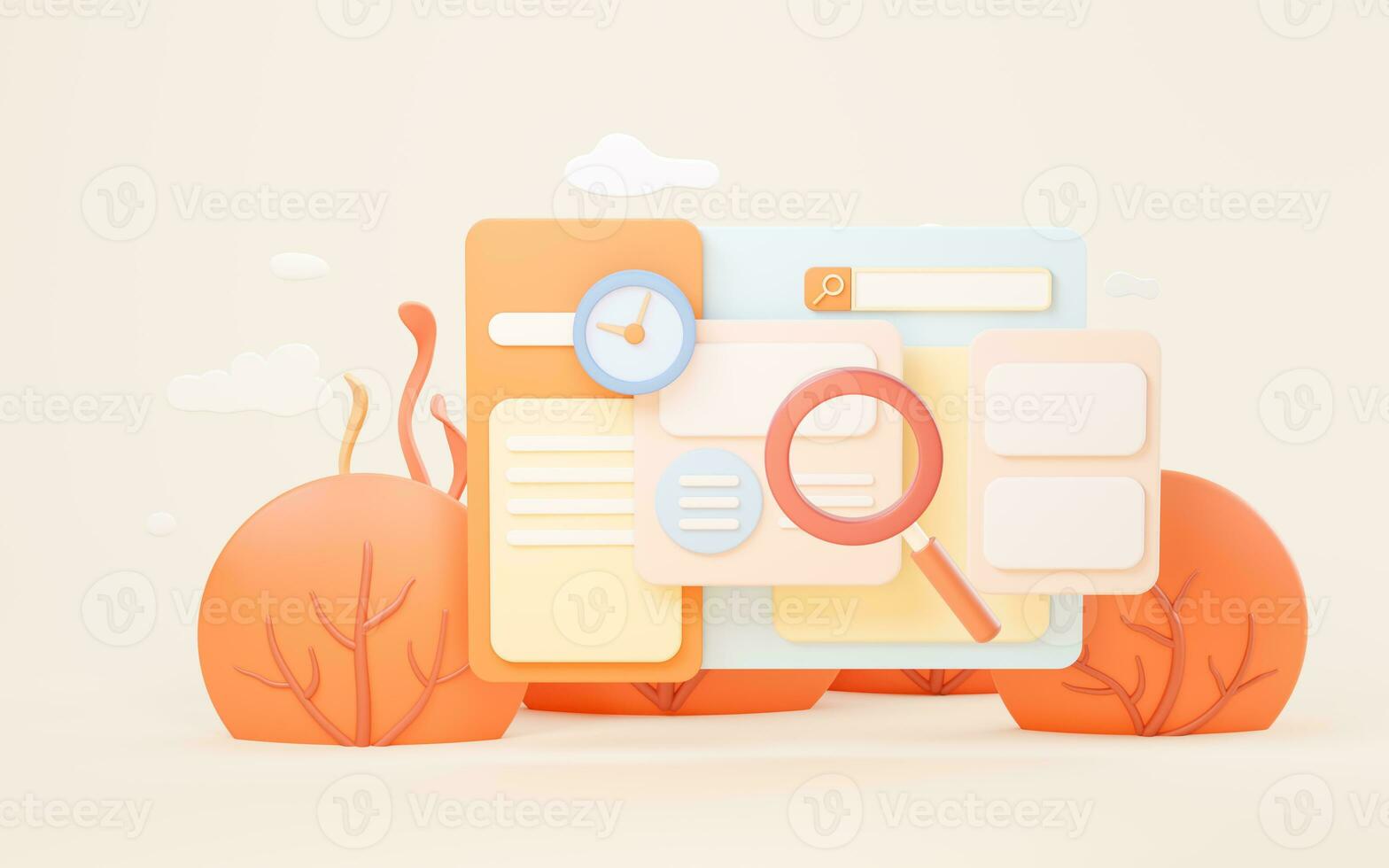 Blank search banner with cartoon style, 3d rendering. photo
