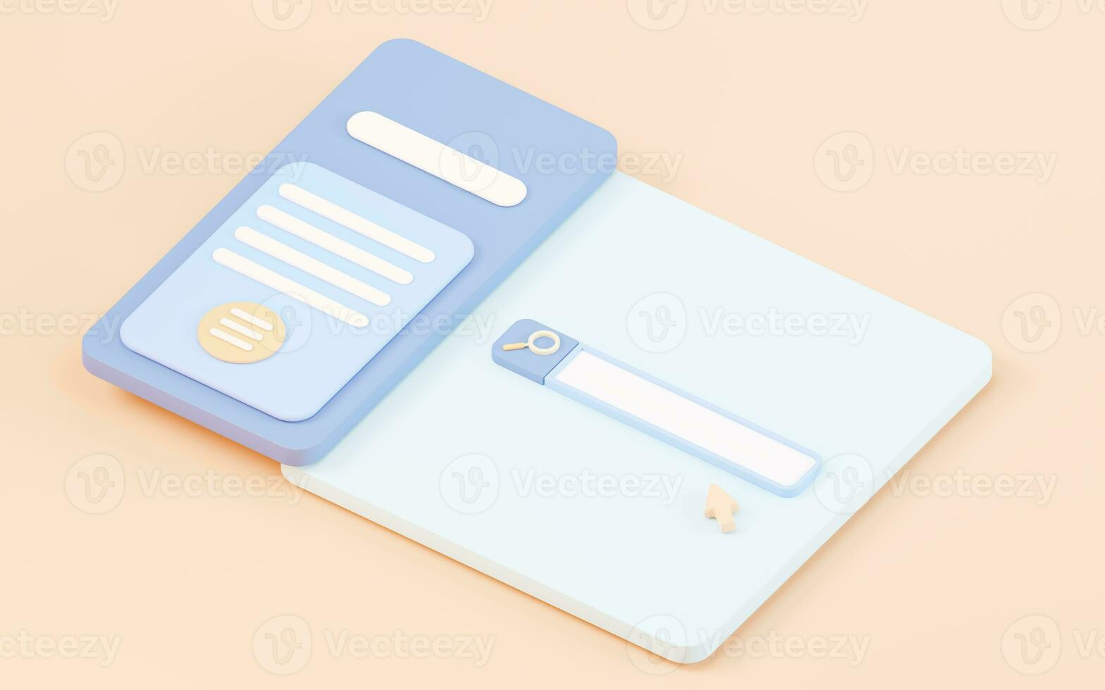 Blank search banner with cartoon style, 3d rendering. photo