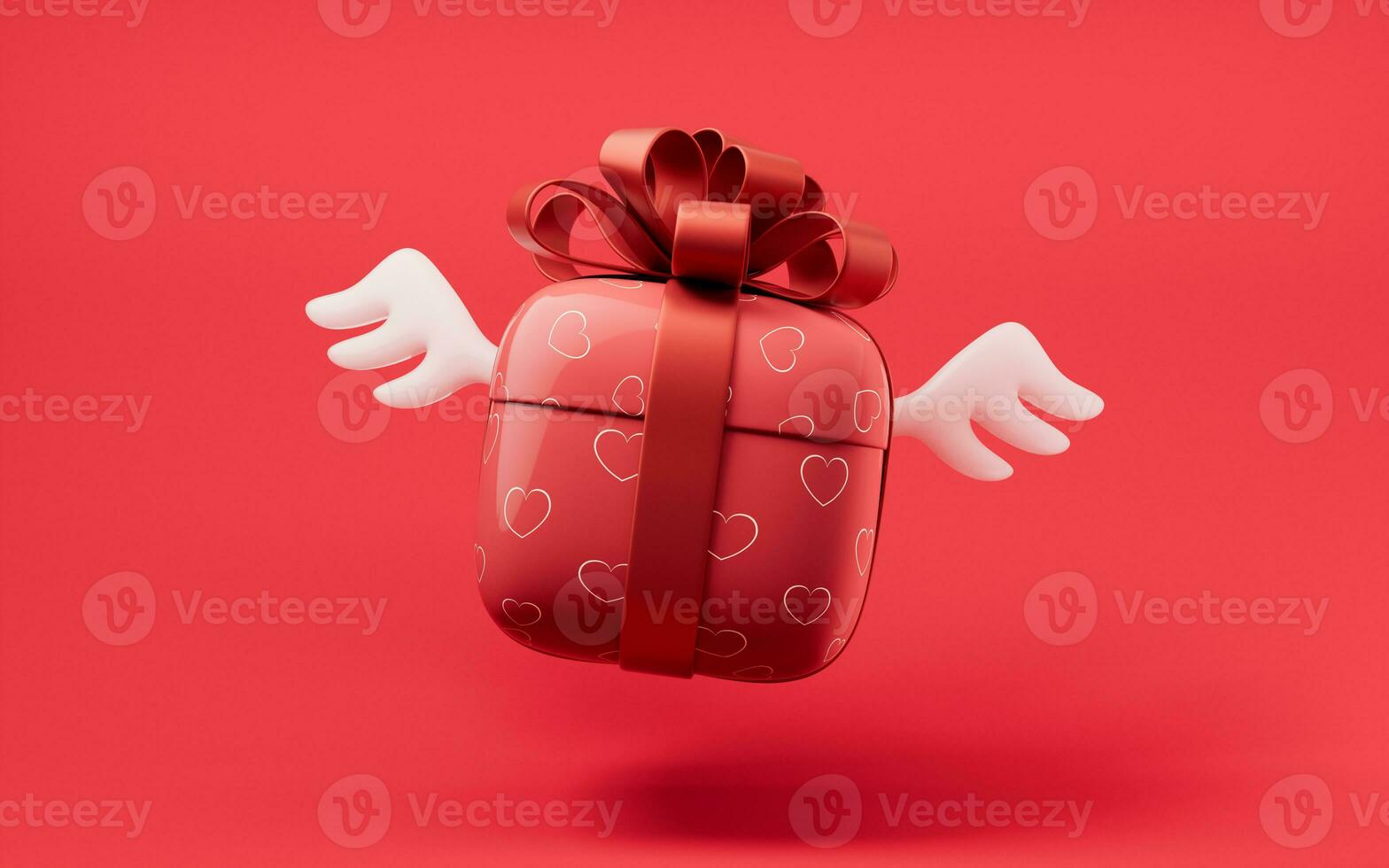 Gift box and love heart, festival celebration, 3d rendering. photo
