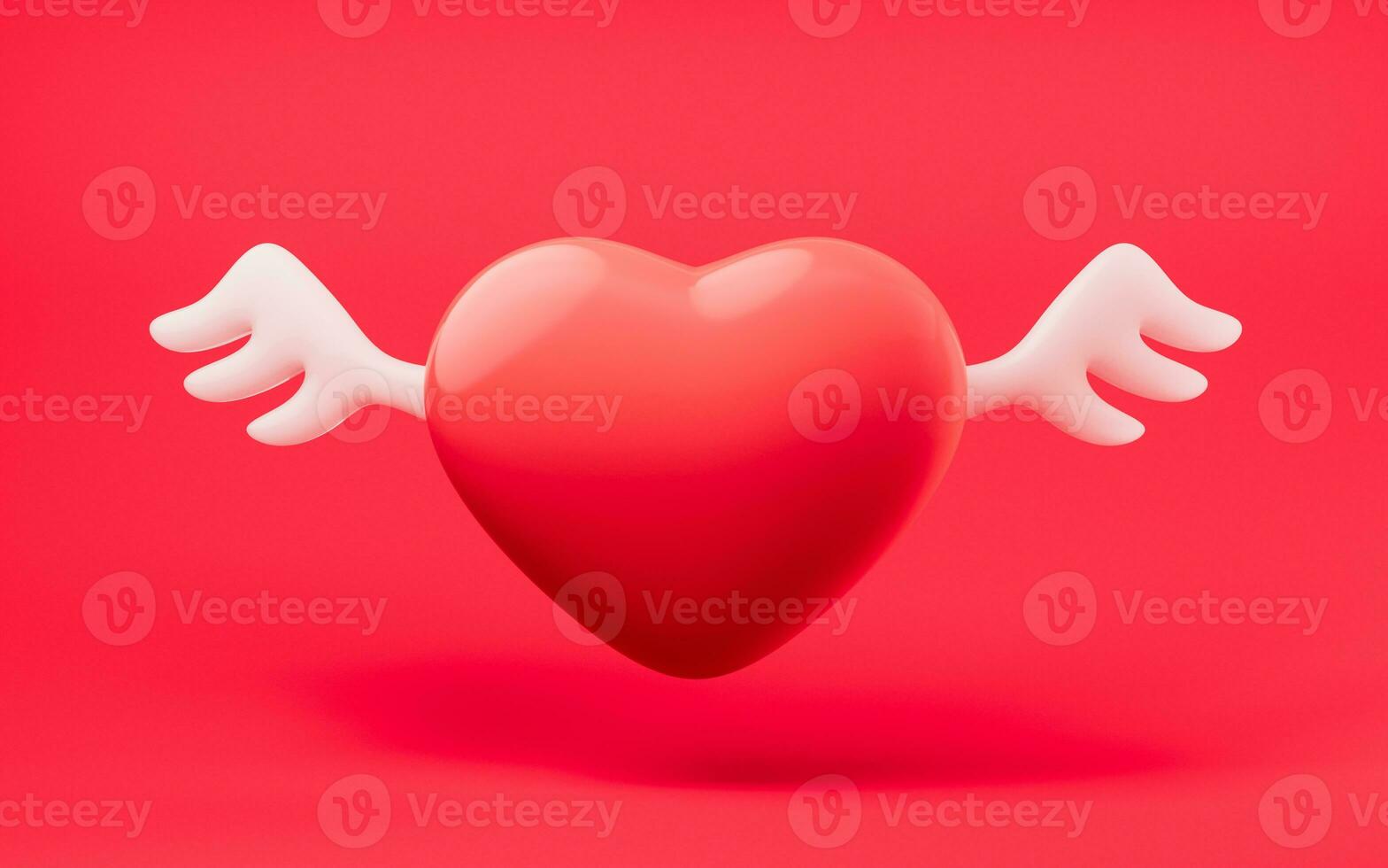 Love heart with 3d cartoon style, festival celebration, 3d rendering. photo