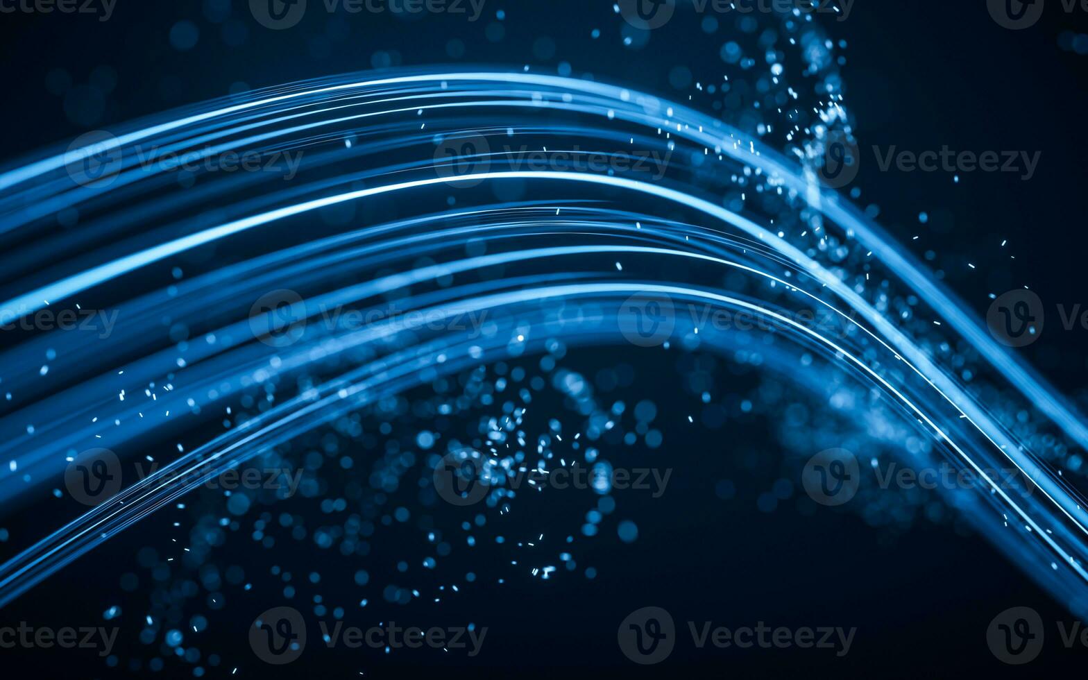 Flowing curve and particles background, 3d rendering. photo