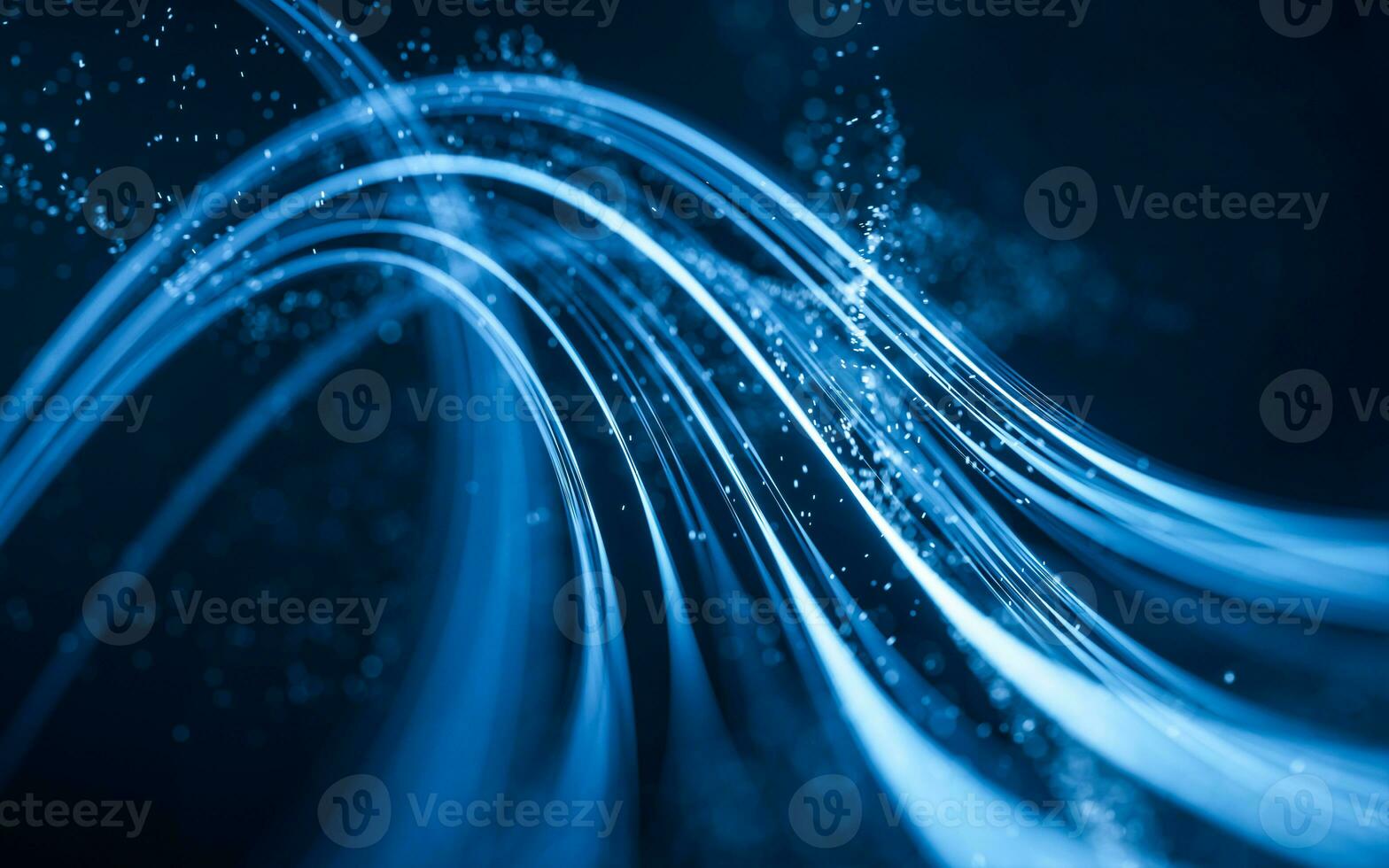 Flowing curve and particles background, 3d rendering. photo