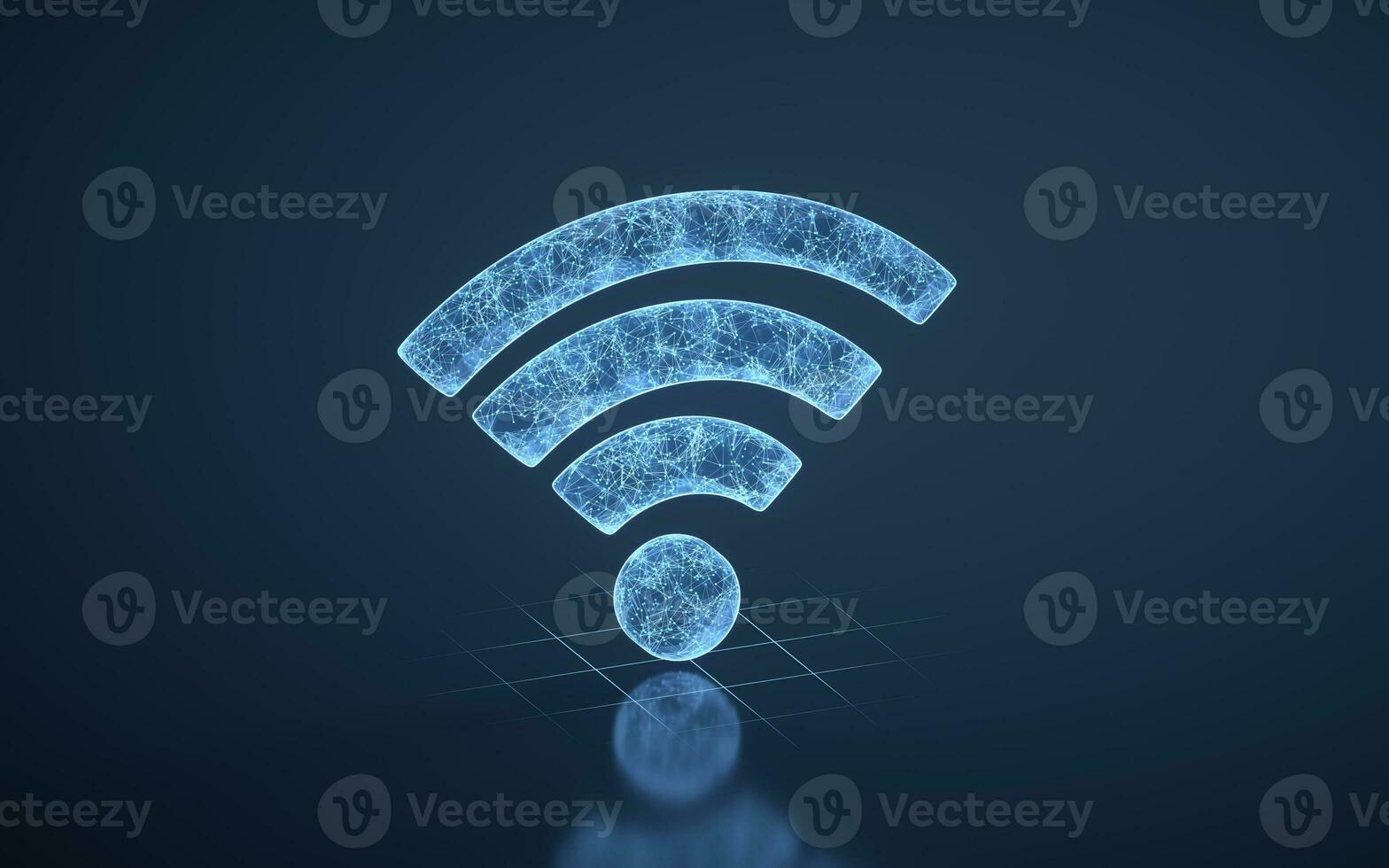 Wireless network technology with wifi sign, 3d rendering. photo