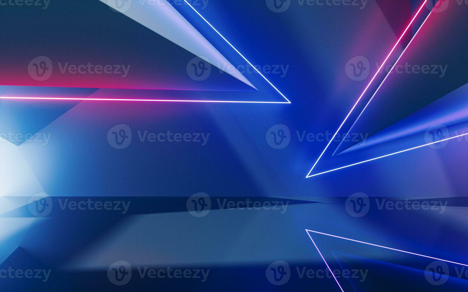 Abstract geometric structure with glowing neon lines, 3d rendering. photo