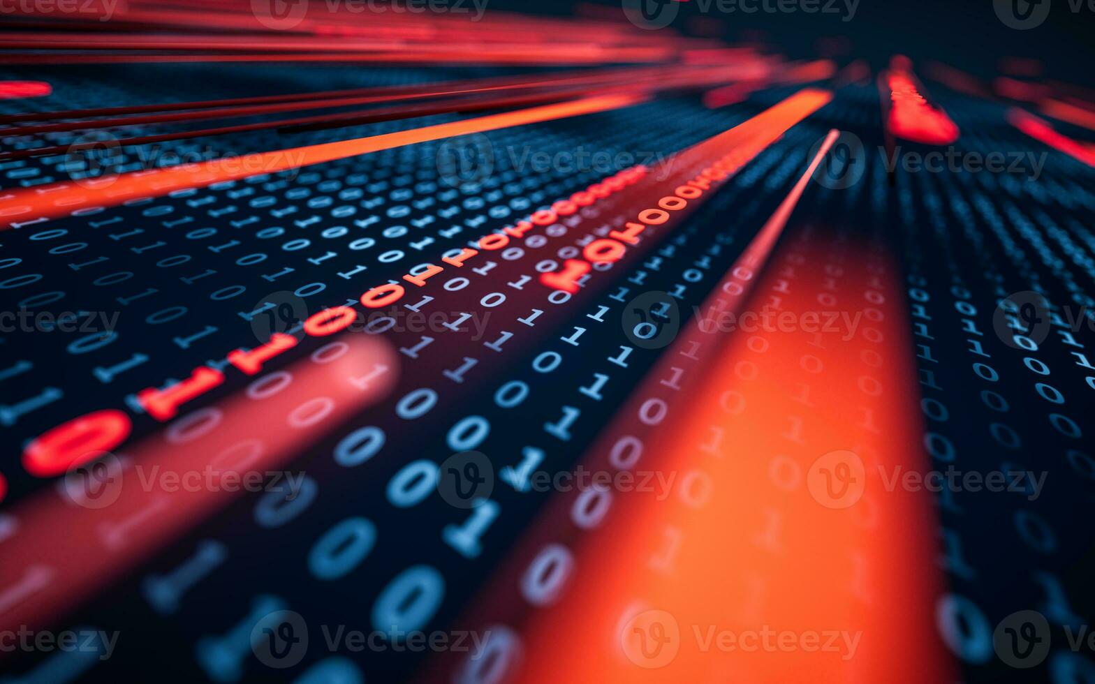 Binary numbers with cyberspace, 3d rendering. photo