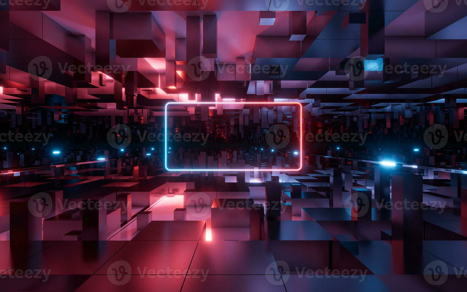 Digital cubes with cyberspace background, 3d rendering. photo