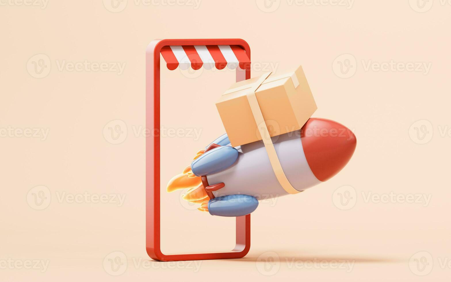Logistics and rocket, fast transportation, 3d rendering. photo