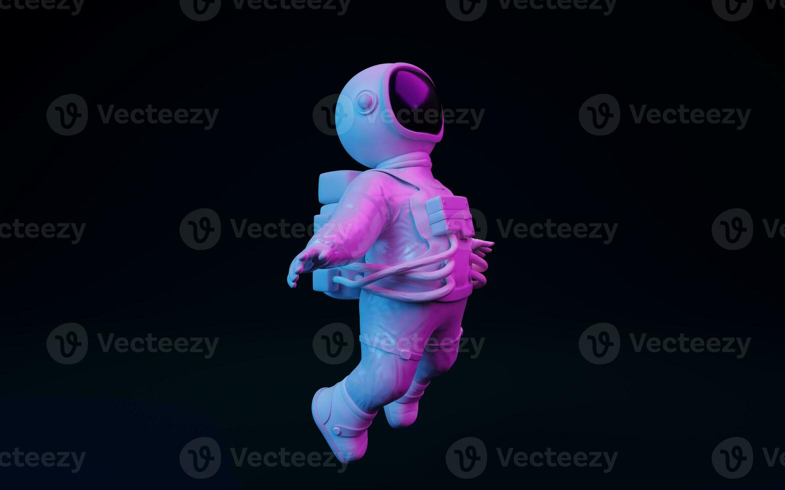 Spaceman with fantastic lights, 3d rendering. photo