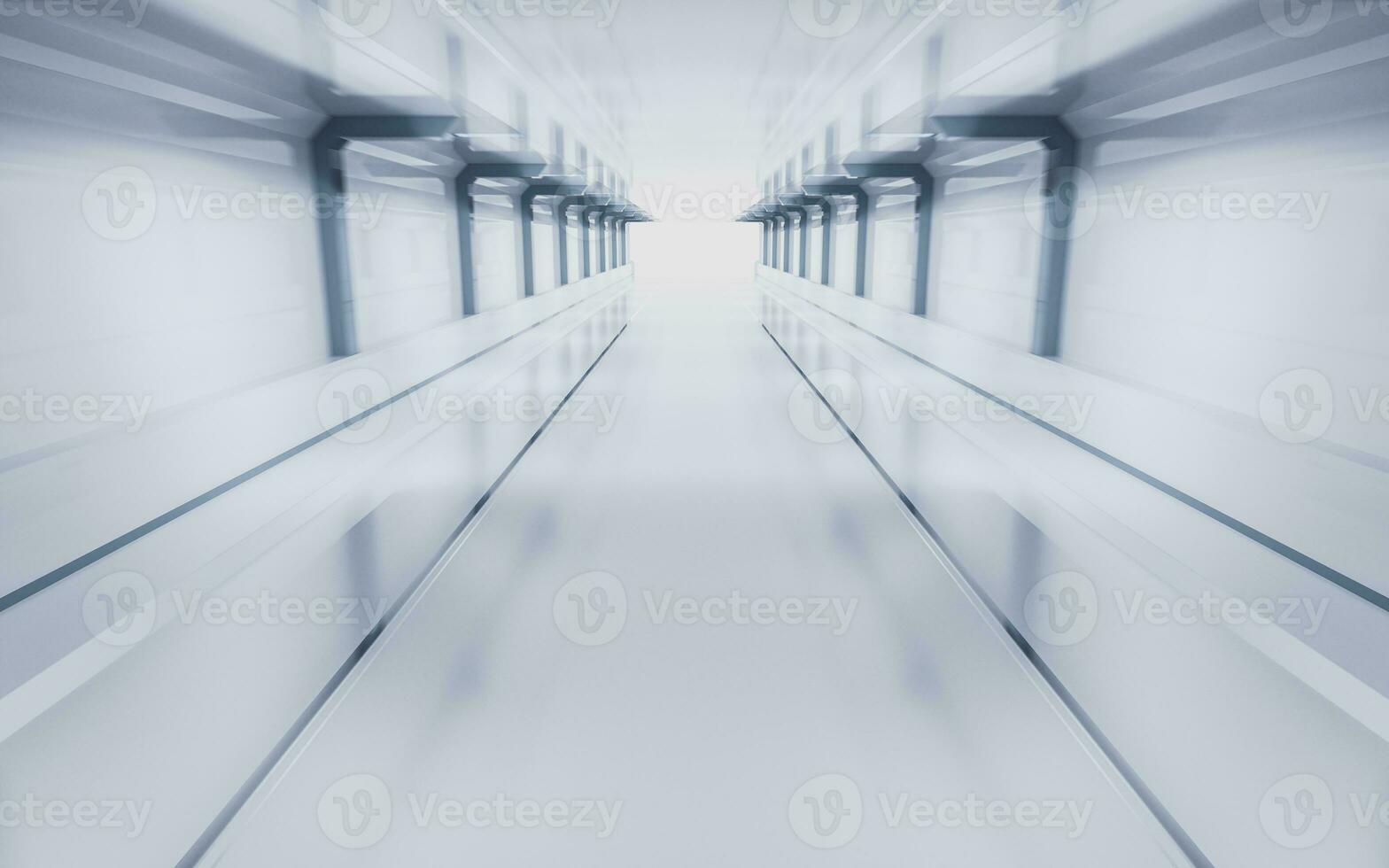 White empty tunnel, futuristic tunnel, 3d rendering. photo