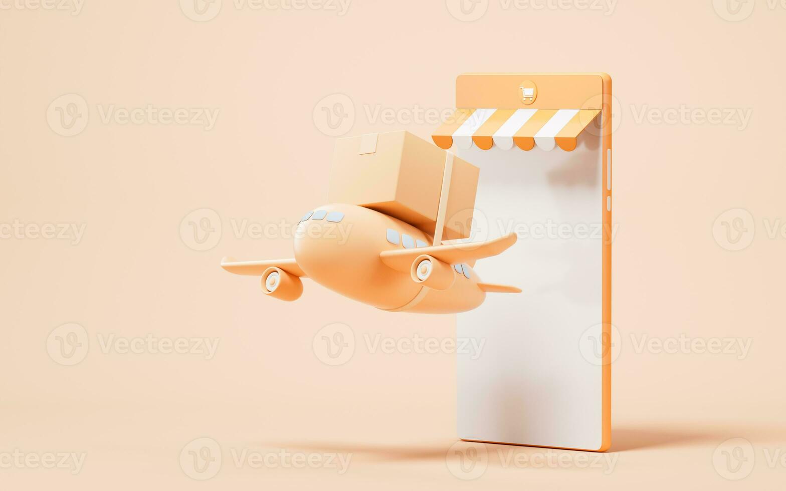 Plane and transportation with cartoon style, 3d rendering. photo