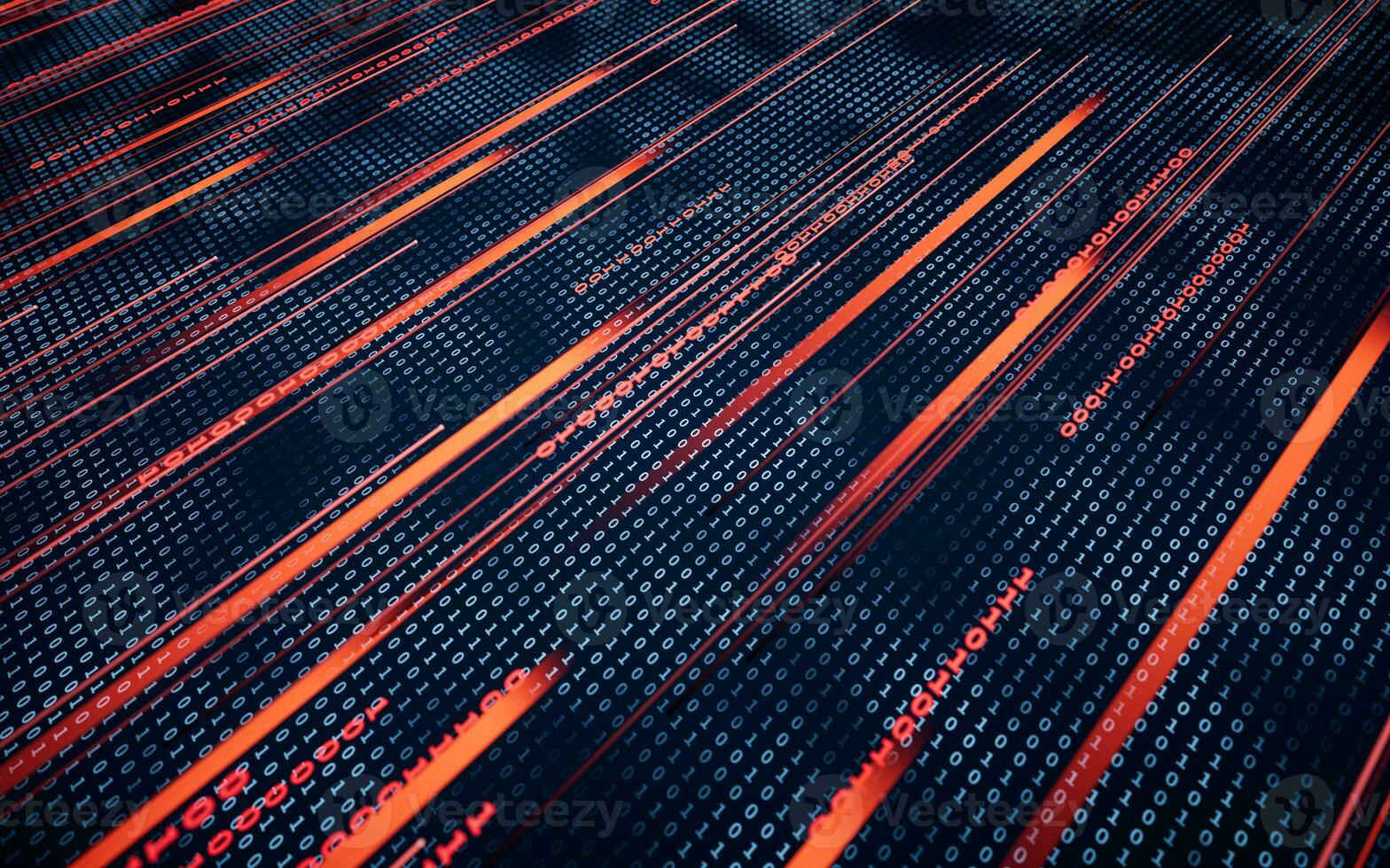 Binary numbers with cyberspace, 3d rendering. photo
