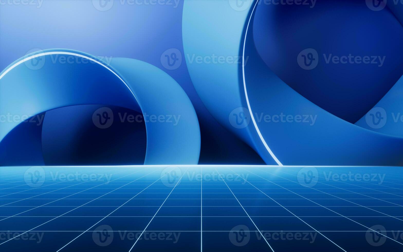 Blue curve geometry background, 3d rendering. photo