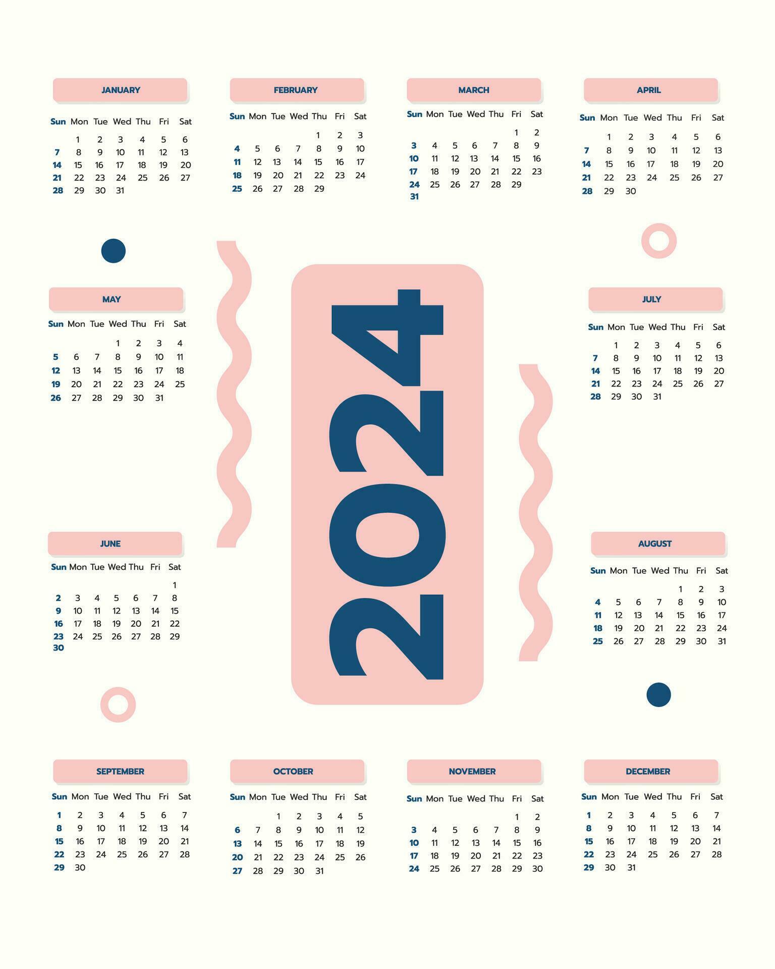 2024 Claendar design template 27779588 Vector Art at Vecteezy