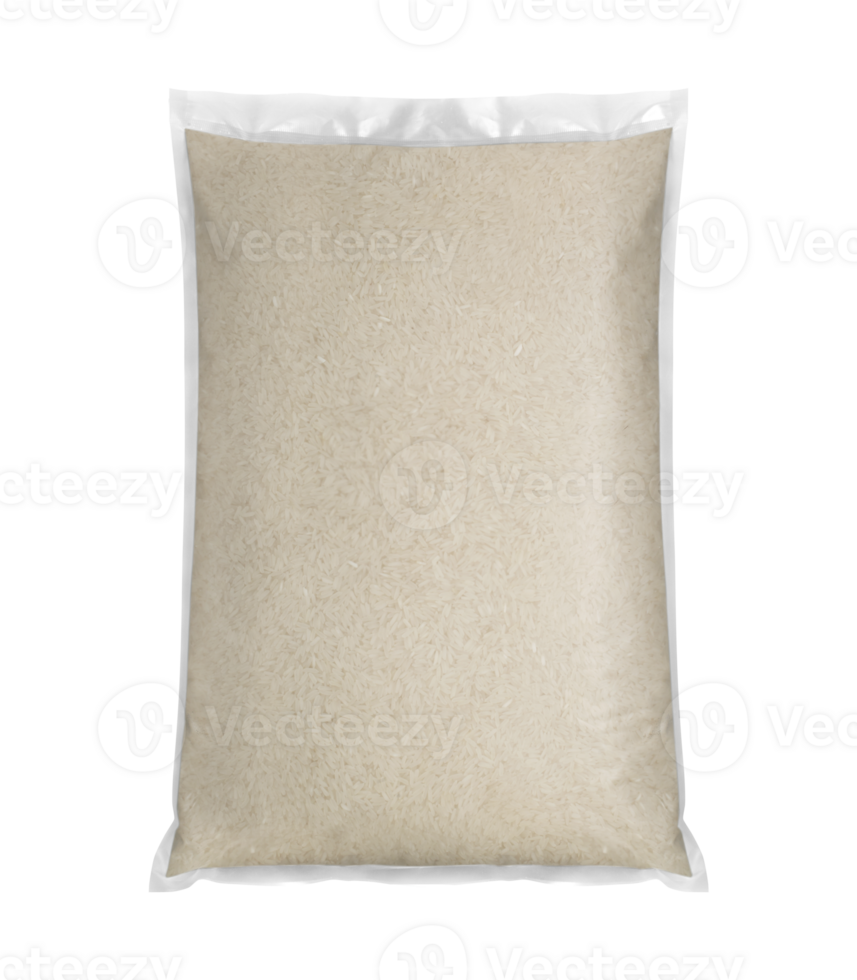 Rice packed in a plastic bag. transparent background png