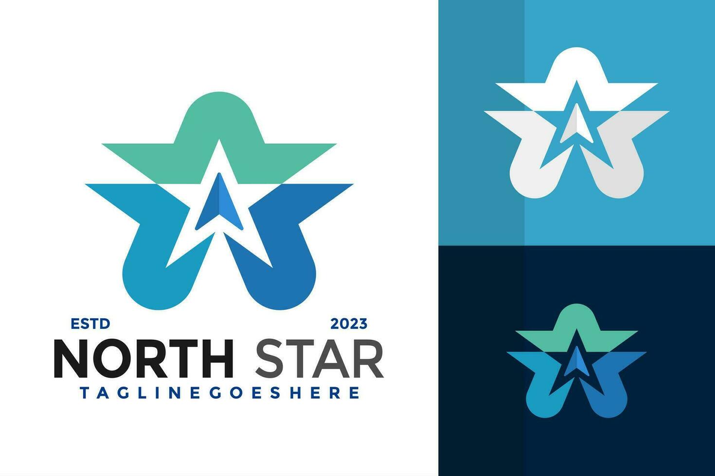 Letter A North Star logo design vector symbol icon illustration