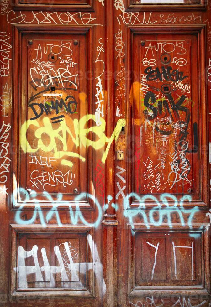 Door with graffiti photo