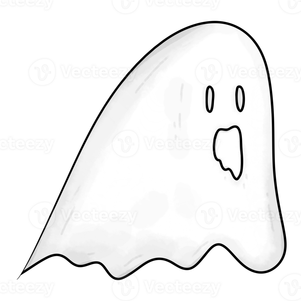 Ghost cartoon drawing for Halloween decor png