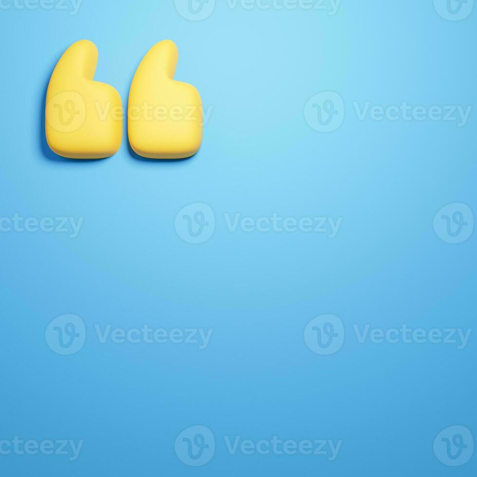 BLUE BACKGROUND FOR PHRASES SOCIAL NETWORKS WITH YELLOW QUOTES 3D RENDER ILLUSTRATION photo