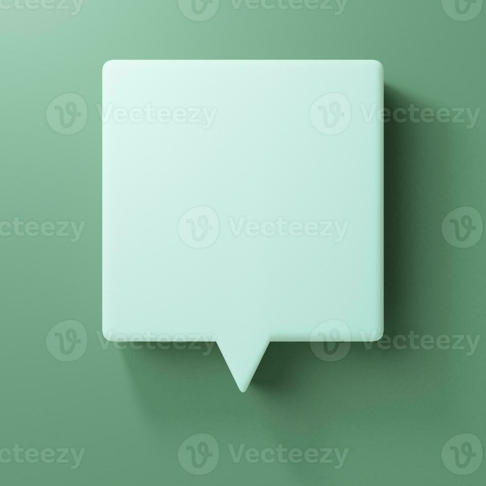 Text box on a green background, 3D rendering illustration, social network communication photo