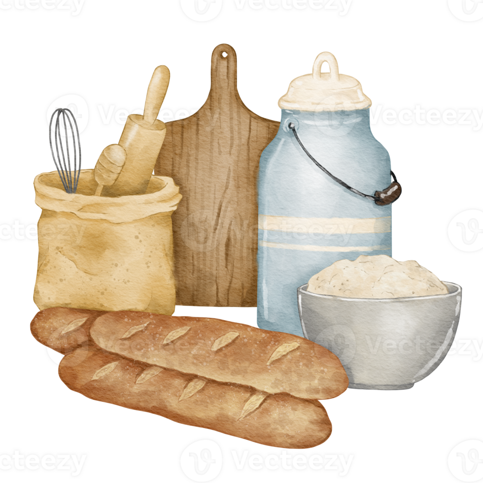 Watercolor Baking Supplies Clipart