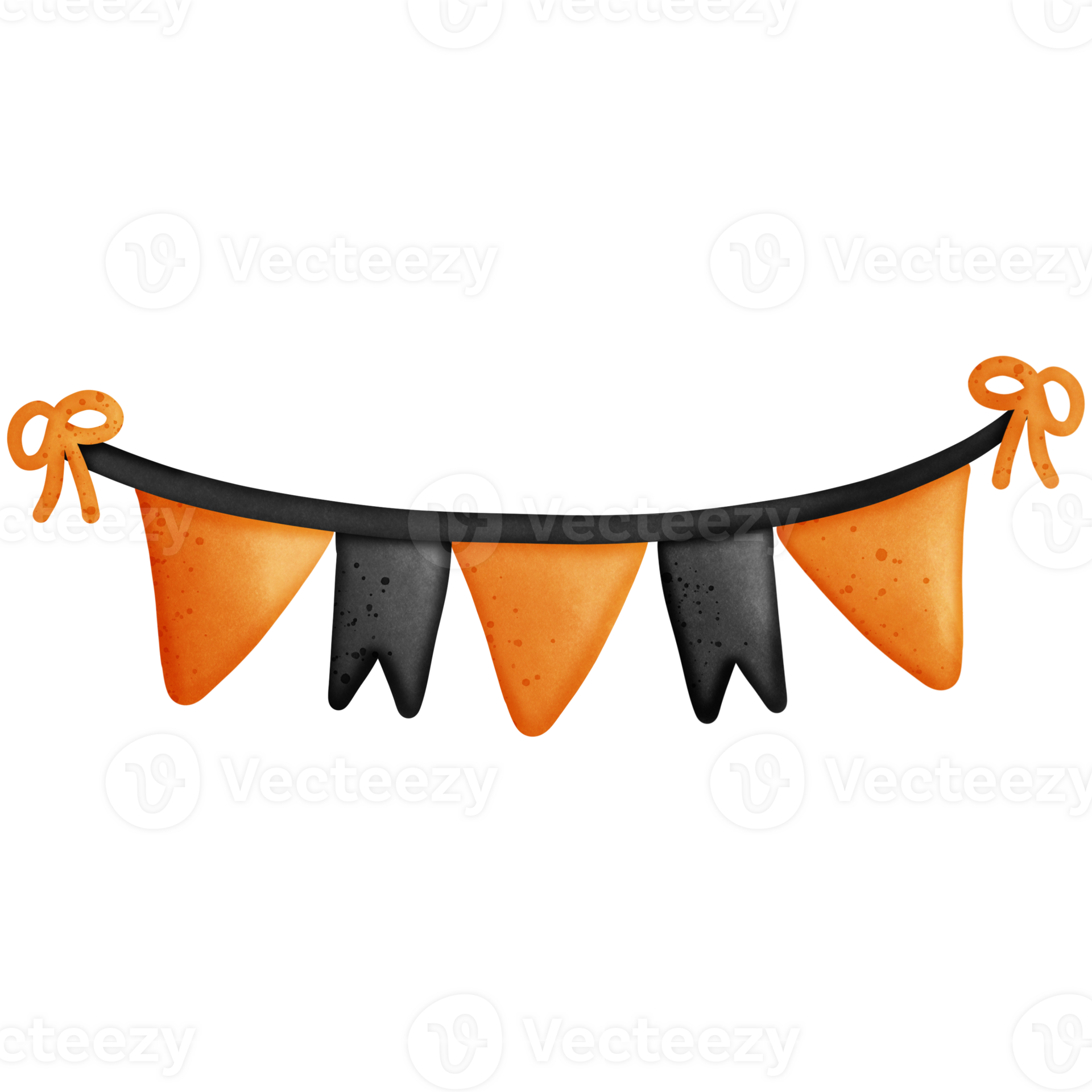 Halloween flag banners with ribbon isolated on transparent background