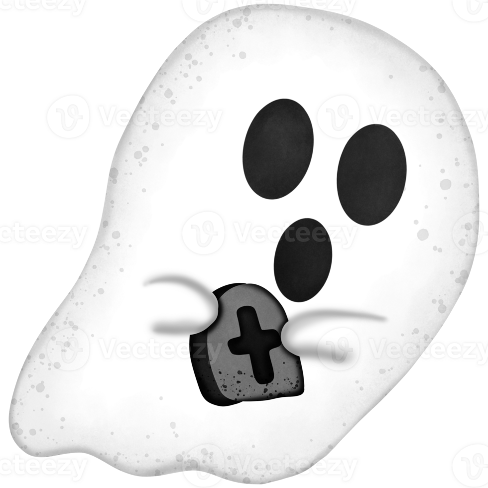 Halloween ghost with rip isolated on transparent background png