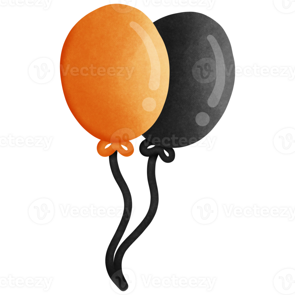 Halloween orange and black  balloon isolated on transparent background png