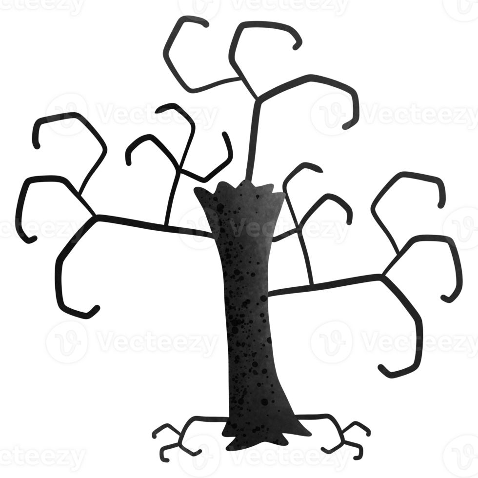 Halloween black tree isolated on transparent background png