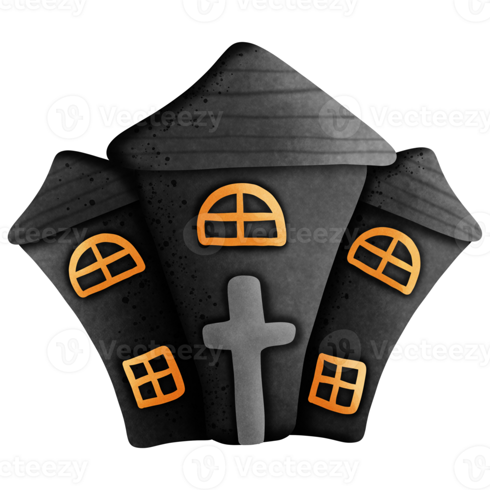 Halloween black house isolated on transparent background png
