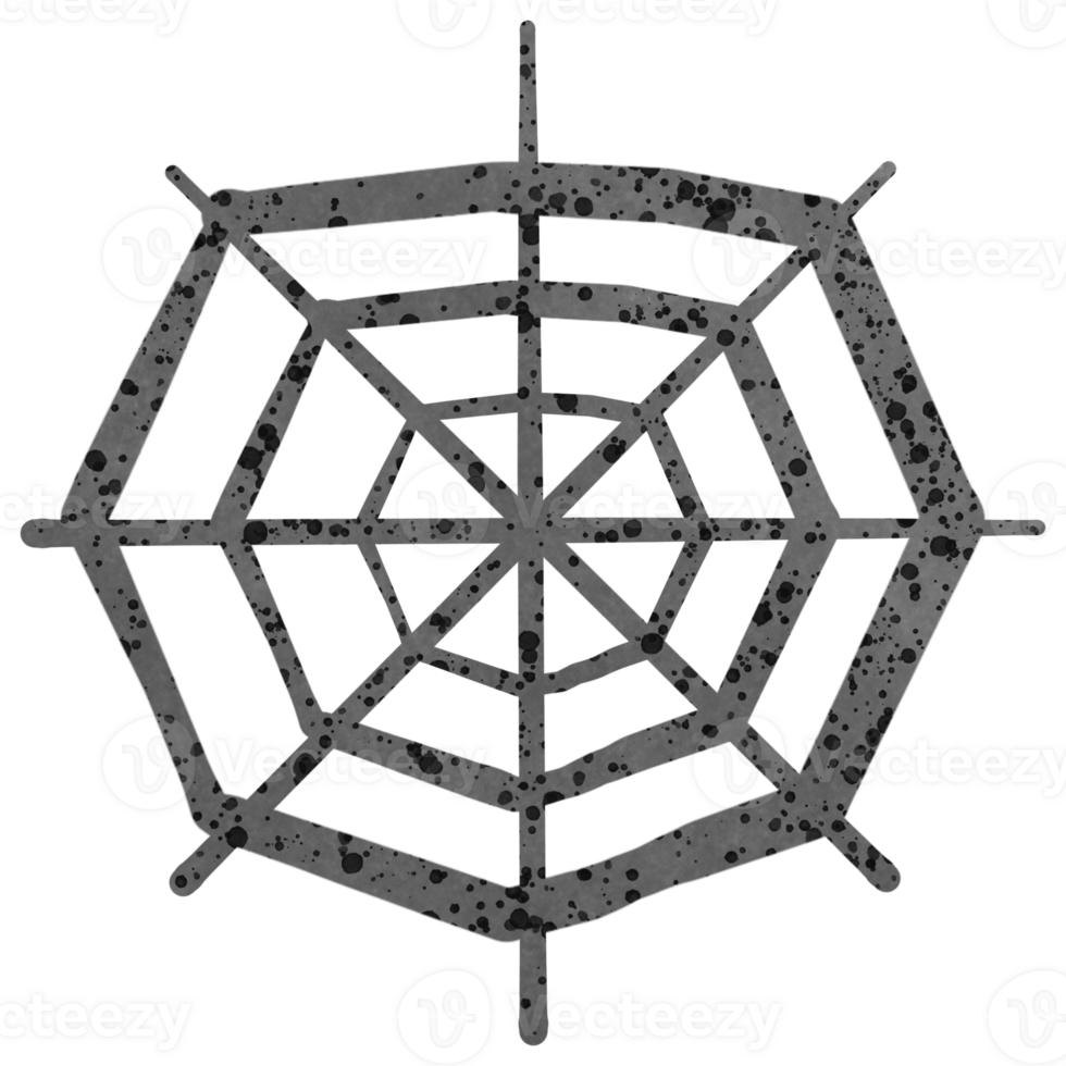 Halloween black spider web isolated on transparent background png