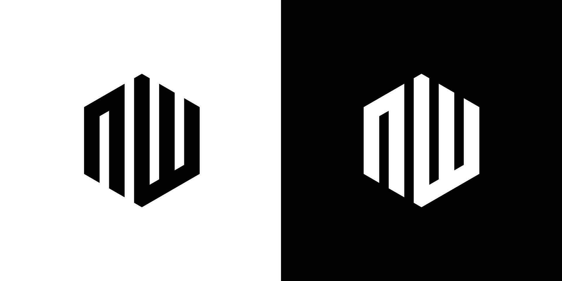 letra norte w polígono, hexagonal mínimo y profesional logo diseño en negro y blanco antecedentes 1 vector