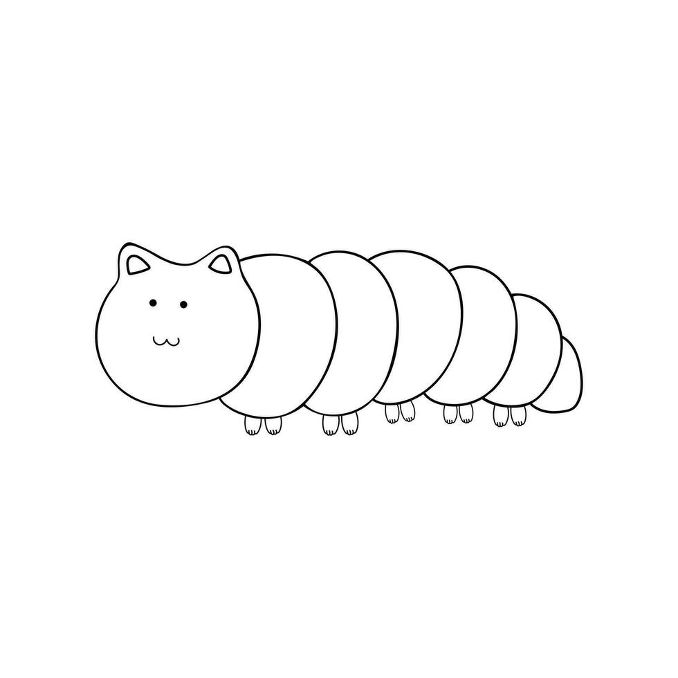 Hand drawn cute cat catterpillar Mascot Character Vector illustration color children cartoon clipart