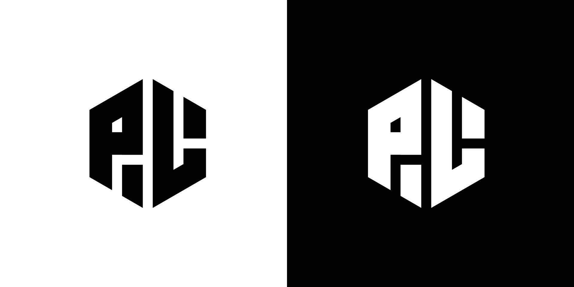 letra pags l polígono, hexagonal mínimo y profesional logo diseño en negro y blanco antecedentes vector