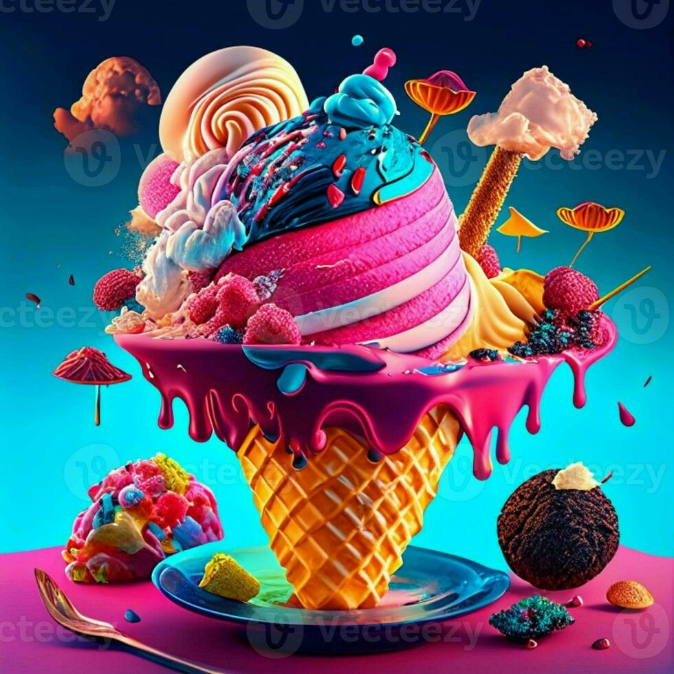 Dessert ,3D desserts have the details of warm cooking steam that are fresh and appetizing. photo