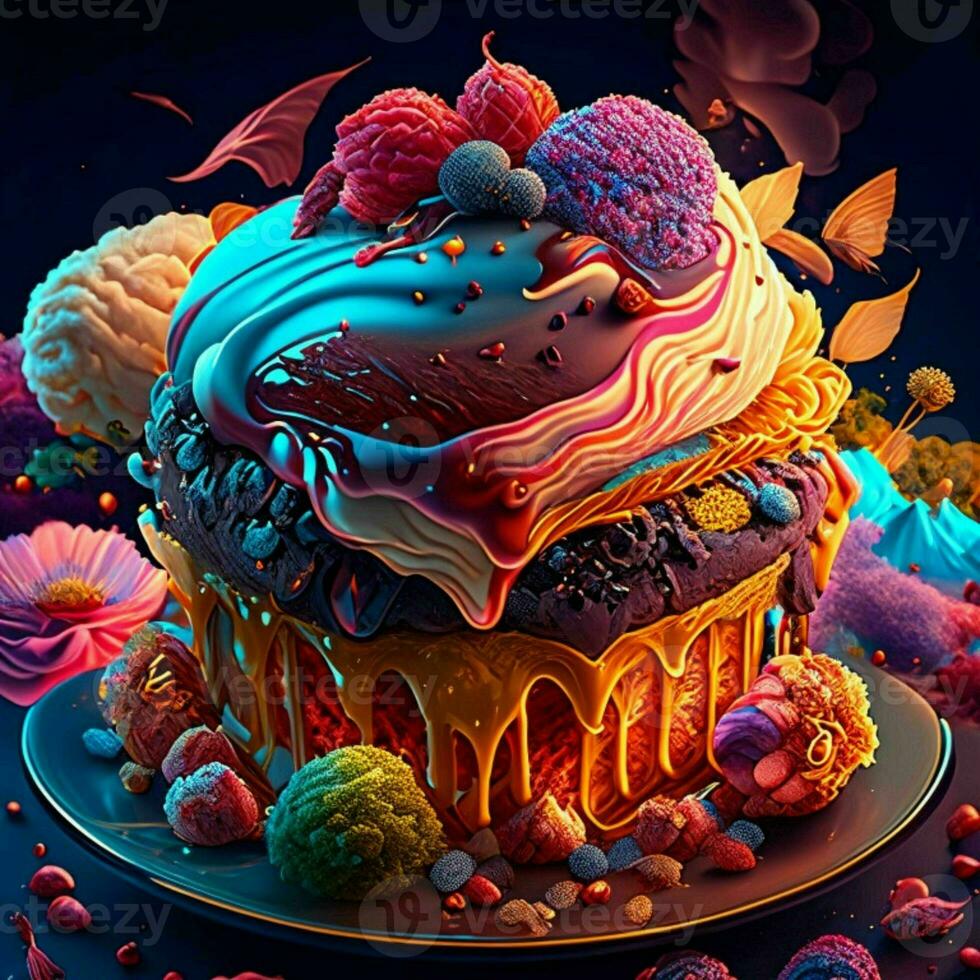 Dessert ,3D desserts have the details of warm cooking steam that are fresh and appetizing. photo
