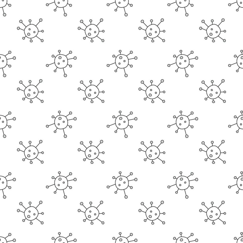 Hand drawn vector pattern bacterium, virus