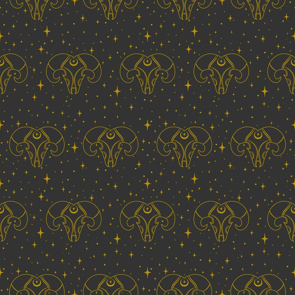 Vector seamless pattern with magical occult symbol.