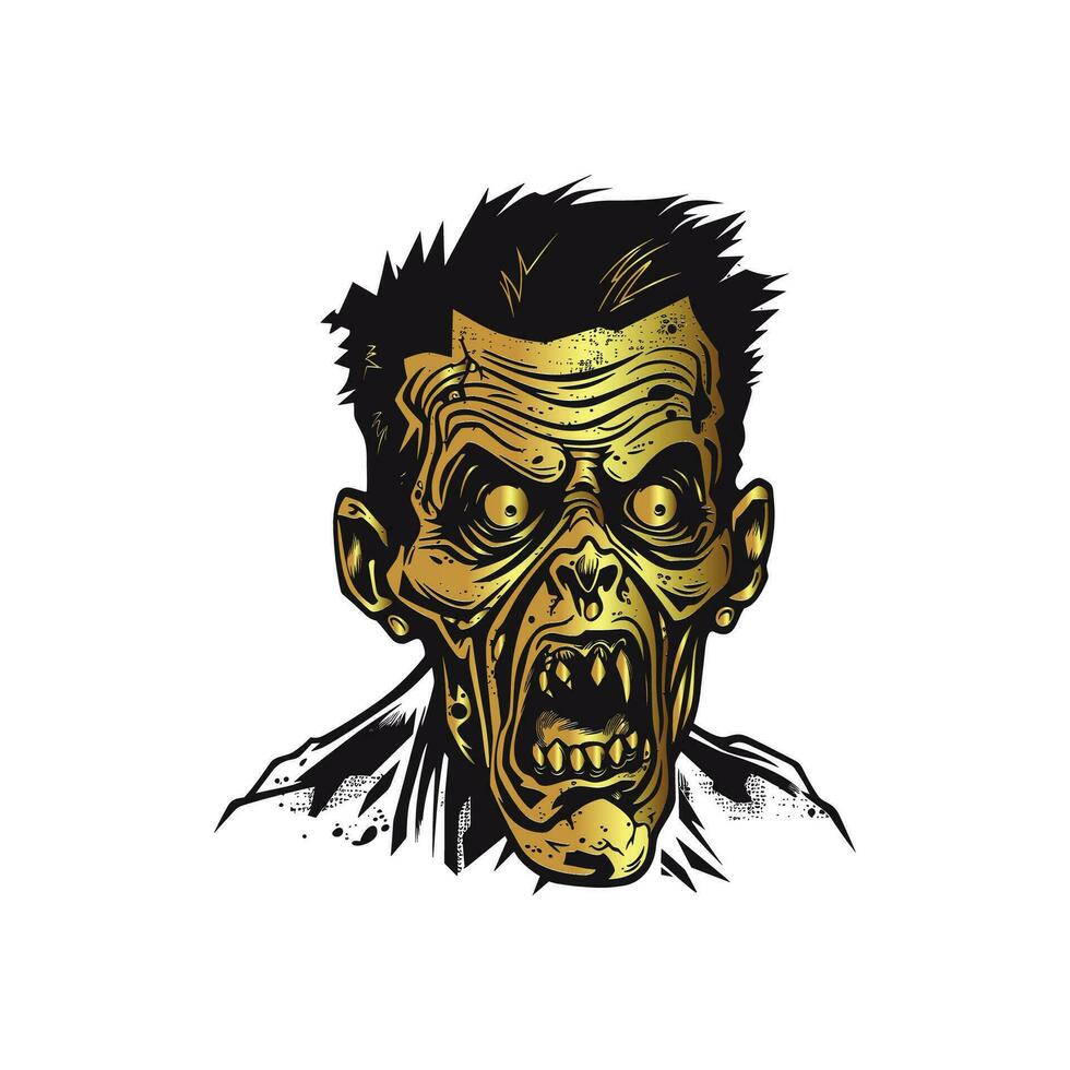 Elegant Vector Art of Gold Zombie Faces