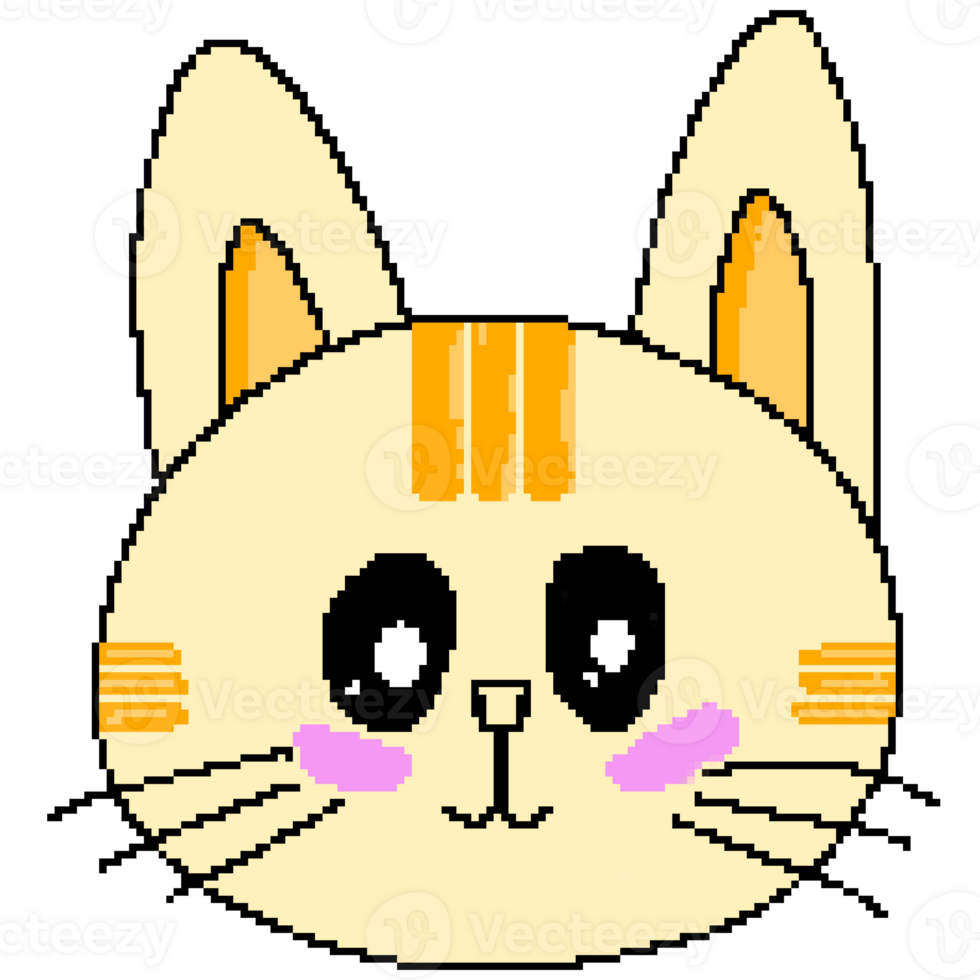 Pixel cat kawaii cartoon png