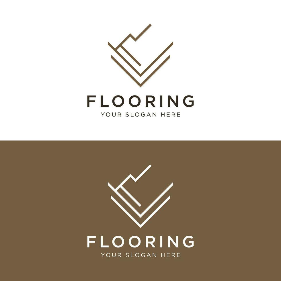 Premium classic parquet wood tile or ceramic tile logo template design. vector