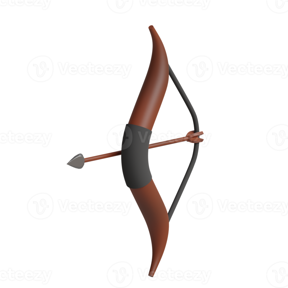 3d rendered wooden bow perfect for game design project png