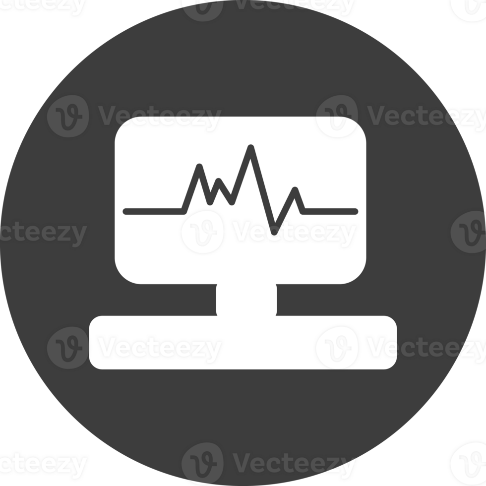 electrocardiogram icon in black circle. png