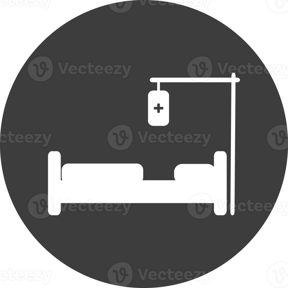 hospital bed icon in black circle. png