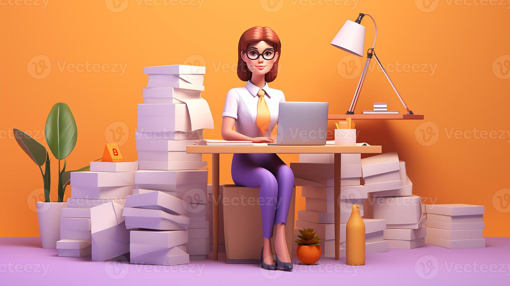 business woman busy taking care of her business. Generative AI photo