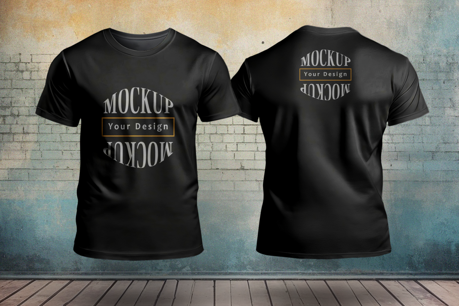 t-shirt mockup voorkant en terug kant ten volle kleur bewerkbare psd